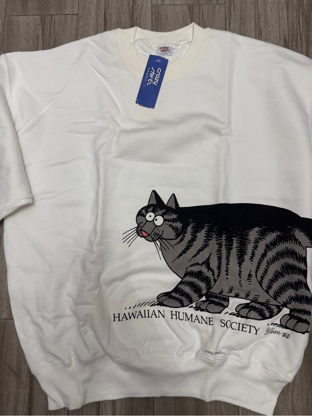 NEW NWT B. kliban Vintage Humane Society Cat Hawaii Crazy Shirts Sweatshirt